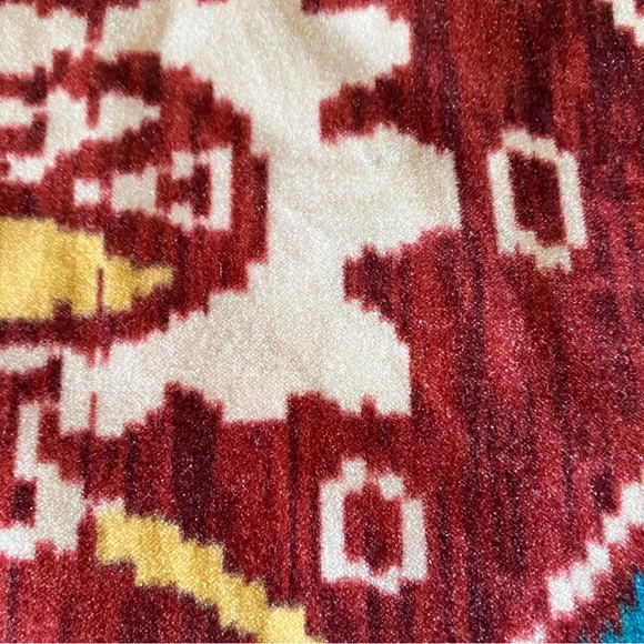 New Pottery Barn Zoey Printed Pillow Cover, Red Ikat Velvet, Bright Holiday, 18" - Picture 9 of 11